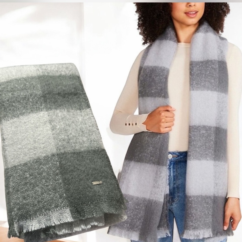 Steve Madden Women's Two-Tone Buffalo Check Gray Multi One Size (MSRP $38)